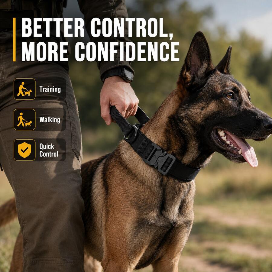 Collar táctico para perro, correa táctica de nailon para perros medianos/grandes para entrenamiento militar y uso al aire libre - Multicolor - Ver 1