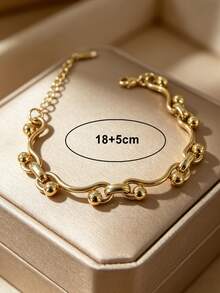 MECYLIFE 1 pieza Pulsera de cadena con remaches estilo cyberpunk, pulsera de acero inoxidable apilable para mujeres - Amarillo Oro - Ver 10