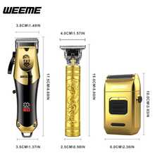WEEME 专业理发套装 - 三合一电动剃须刀，包含理发器、胡须修剪器和剃须刀，可充电男士电动剃须刀，奢华金色设计 - 查看 2