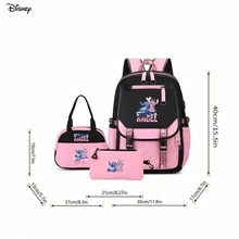 Bộ 3 món ba lô Disney Stitch và Angel, ba lô đeo vai thường ngày nhiều ngăn, kèm túi giữ nhiệt và túi đựng đồ sắp xếp, in họa tiết đồ họa - màu 1 - Xem 4