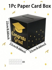 1 pieza Caja de tarjetas de papel de graduación 2026, Caja conmemorativa de graduación/Caja de regalo/Caja de felicitaciones de graduación/Caja de votación/Caja de tarjetas de sugerencias/Suministros para juegos de votación de graduación/Decoración de fiesta de graduación/Suministros para fiesta de graduación/Regalo de graduación, Negro, Dorado, Azul, Rojo - multicolor - Ver 4