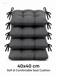 4pcs Comfortable Chair Pads, Machine Washable, Durable Bright Design, Comfortable Support, Suitable For Garden, Outdoor, Restaurant And Office, Made In Turkey, For Example, Suitable For Living Room, Outdoor, Office, Dining Room, Etc All Can Help To Attract Traffic - Dark Grey - View 4