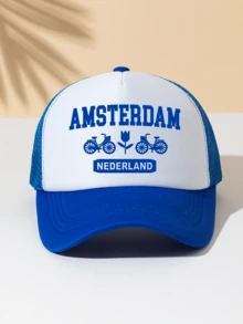 Fashionable Minimalist Sponge Baseball Cap With "AMSTERDAM NEDERLAND" Printed Pattern, Gift For Family And Friends - Sponge Cap - View 7