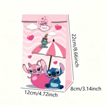 Túi quà hoạt hình Stitch & Angel, Túi giấy đựng kẹo theo chủ đề tiệc, Túi quà lưu niệm sinh nhật trẻ em, Túi quà tặng đồ ăn nhẹ cho tiệc sinh nhật đầu tiên của bé, Túi quà tặng phong cách anime dễ thương, Trang trí bàn tráng miệng tiệc, Túi kẹo quà tặng ngày lễ - Xem 7