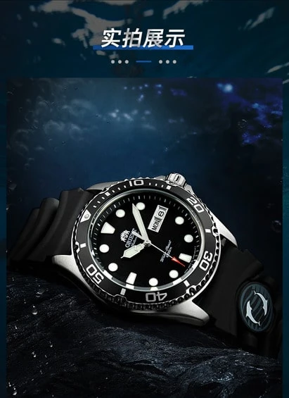 Timeless Ray II 自动腕表，41毫米不锈钢表壳，适合游泳、浮潜、户外活动、节日礼物，ORIENT FAA02007B9 - 黑色 - 查看 1