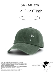 1頂十字架刺繡水洗棒球帽，多款復古色可選，巴西基督信仰風格老爹帽，極簡標語戶外旅行配件 - fé - 查看 4
