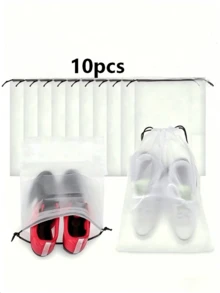 5/10/20 paia di borse di stoccaggio per scarpe sportive in plastica opaca e trasparente, scatole per scarpe riutilizzabili con laccetti, organizzazione domestica - Trasparente - Visualizzare 6