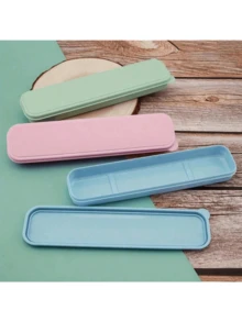 1 pieza Caja de almacenamiento portátil para cubiertos, caja para cuchillo, tenedor, cuchara y palillos, caja de almacenamiento extendida de colores, juego de cubiertos portátil, caja de almacenamiento con tapa, juego de cubiertos de viaje, caja de almacenamiento de cubiertos grande, adecuada para cocina, oficina, escuela - Multicolor - Ver 3