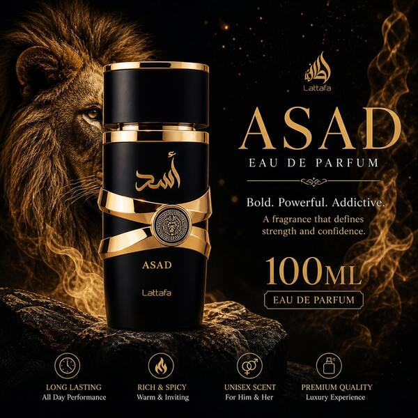Lattafa Asad EDP 100ML Men Perfume Long Lasting Warm Spicy Woody Vanilla Amber Fragrance