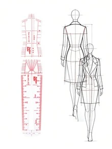 1 pieza Regla de diseño de moda, Regla de plantilla de Body, Herramienta de técnica de diseño, Regla de diagrama dinámico de Body humano para diseño de ropa de mujer, Plantilla de diagrama de efecto de modelo pintado a mano, Regla de acrílico transparente creativa, Regla de dibujo de plástico con escala simple - Multicolor - Ver 1