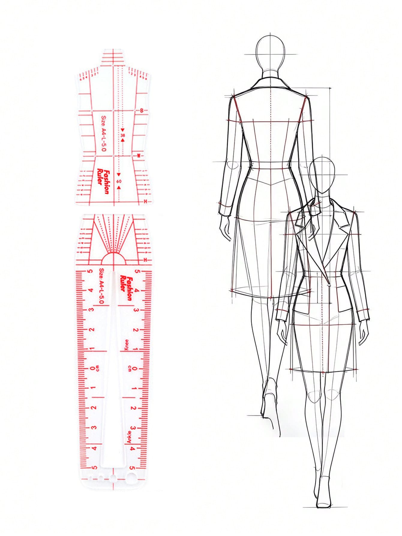 1 pieza Regla de diseño de moda, Regla de plantilla de Body, Herramienta de técnica de diseño, Regla de diagrama dinámico de Body humano para diseño de ropa de mujer, Plantilla de diagrama de efecto de modelo pintado a mano, Regla de acrílico transparente creativa, Regla de dibujo de plástico con escala simple - Multicolor - Ver 1