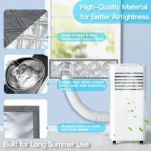 1pc Insulated Portable Air Conditioner Window Seal Kit With Reflective Silver Coating And Gray Oxford Fabric, Adjustable AC Exhaust Hose Window Seal Suitable For Sliding Windows - Thickened Aluminum Foil Ring Cotton - View 10
