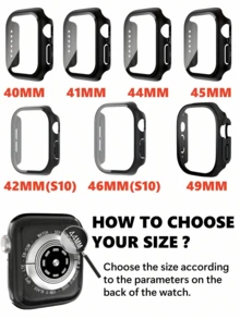 3件組三合一強化玻璃膜硬PC框架保護殼，相容 Series 38mm/41mm/42mm/40mm/44mm/46mm/49mm，相容 螢幕保護貼，中性款，超薄保護殼，防刮耐衝擊，適合日常保護、辦公室與居家手機使用，[國際版非本地版] - 彩色 - 查看 3