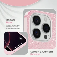 Ốp điện thoại màu hồng lấp lánh, tương thích với iPhone 17 Pro Max/16 Pro Max/15 Pro Max/14 Pro Max/13 Pro Max/12 Pro Max/11 Pro Max/7/8 Plus, phiên bản quốc tế, không phải phiên bản Trung Quốc đại lục. - Hồng - Xem 3