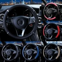 Capa de volante elegante, antiderrapante e resistente ao desgaste, em Pu brilhante com detalhes em metal, sem aro interno. Adequada para sedãs, picapes, SUVs, carros de passeio e acessórios internos de 14,5 a 15 polegadas. - A - Ver 12