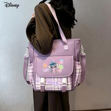 Túi Tote Disney Lilo & Stitch - Túi đeo vai họa tiết nhiệt đới "Stitch & Angel" kẻ caro tím, có thể dùng làm túi xách tay, túi tote đựng laptop, túi đi dạy, túi đeo chéo, dễ mang theo, túi thời trang phù hợp đi làm, đi học và đi lại hàng ngày - màu1 - Xem 3