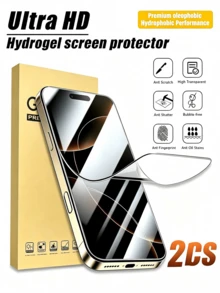 2pcs Full Screen Hydrogel Film, Glossy Flexible Soft Film, Anti-Fingerprint Anti-Scratch, Bubble-Free Adhesion, Compatible With Apple 17/16/15/14/13/12/11, 17 Pro Max, 16 Pro Max, 17 Air, Plus, Mini, X/XR/XS Max All Models Phone Accessories - White - View 27