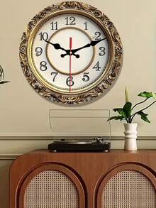 Vintage Elegant Wooden Round Wall Clock | Non-Electric 2D Flat Printing, Suitable For Farmhouse Style Home Decoration, Ideal For Kitchen, Bedroom, Office, Easy To Read, No Ticking Sound, Does Not Include Batteries, Size 25/ 30cm - Multicolor - View 3
