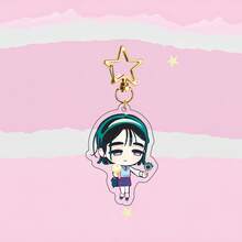 Llavero de acrílico de anime Alien Stage, llavero de personajes de dibujos animados ALNST Ivan Till Mizi Sua con broche de estrella dorada, colgante de estilo de portada de revista retro Y2K para decoración de mochila - Multicolor - Ver 17