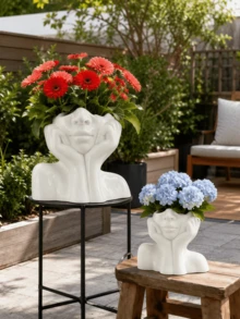 1pc/2pcs Cute Smiling Flower Pot Decor, Desktop Plant Vase, Suitable For Garden, Balcony, Yard And Living Room Decoration, Creative Gardening Home Decor Gift - Multicolor - View 19
