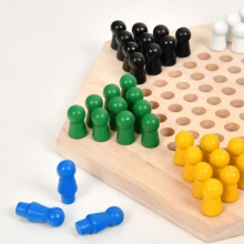Wooden Chinese Checkers Board Game Set - Classic Strategy Game With 72 Pieces, Educational Family Indoor And Travel Toy For Children 3+ - Multicolor - View 7