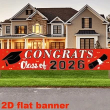 2D Planar Banner 1 Large-Sized Graduation Banner For 2026 Graduates, Congratulatory Message, Suitable For Decoration At Graduation Parties, Can Be Used As A Backdrop For Outdoor Fences, Garages, Gardens, And Porch Areas - Multicolor - View 6