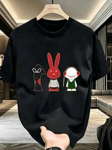 Men's Cartoon T-Shirts, 180g High Quality Men's Shirts, Funny Style, Comic Characters, Men's T-Shirt, Gift For A Friend, Relaxed Fit, Men's Clothing, Local Mexico - 黑色 - 查看 1