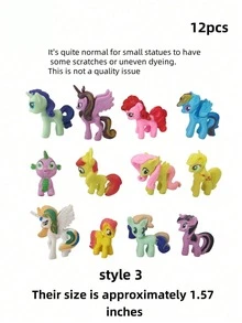 MY LITTLE PONY 12pcs Desktop Decor Miniatures, Perfect Gifts For Young People On Birthday, Christmas, Back To School, Suitable For Birthday Celebration, Friend Gifts, Memorial Gifts, Decorations, Home Decor, Valentine's Day Gifts - Multicolor - View 13