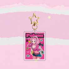 Llavero de acrílico de anime Alien Stage, llavero de personajes de dibujos animados ALNST Ivan Till Mizi Sua con broche de estrella dorada, colgante de estilo de portada de revista retro Y2K para decoración de mochila - Multicolor - Ver 18