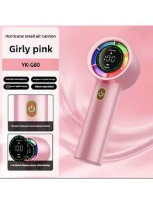 Portable Handheld Digital Display Fan, Portable Fan With LED Display Screen, Digital Power Indicator Light, USB Rechargeable, Easy To Carry, Convenient To Use, Suitable For Office, Sports, Women, Men, Adults, Outdoor Hanging Neck Fan, Holiday Essentials - Multicolor - View 12