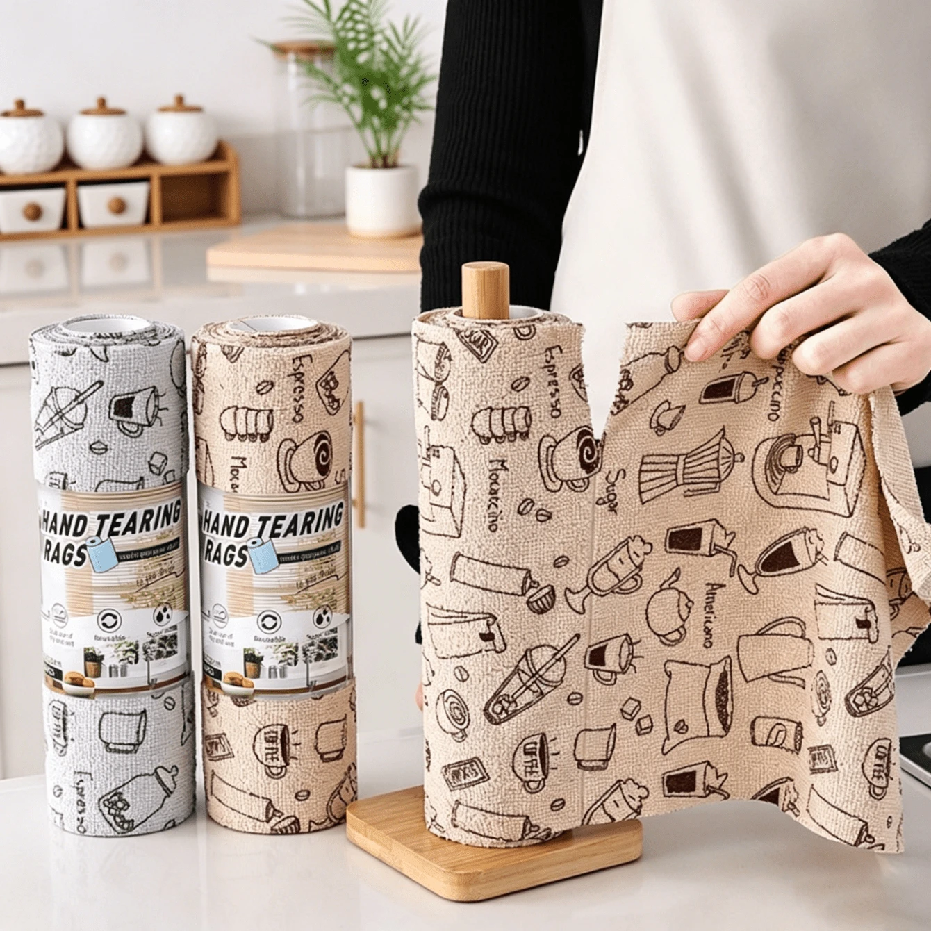 1 Roll 20pcs Reusable Microfiber Cleaning Cloths, Super Absorbent Soft Space Pattern Rags, Washable And Durable, Suitable For Tableware, Countertops And Floors, Convenient Daily Home Cleaning Supplies - Hand-torn Rag - View 1