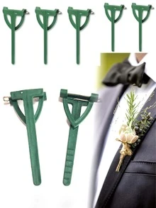 10件組 DIY 婚禮三角領花套組 新郎胸花針扣 固定配件 新郎婚禮裝飾 塑膠花針 - 彩色 - 查看 2