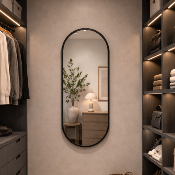Espelho Oval Capsula Pilula Grande Parede Moldura Provador Loja Decorativo 80x50 60x40 Moldura de Couro Quarto Suporte Incluso