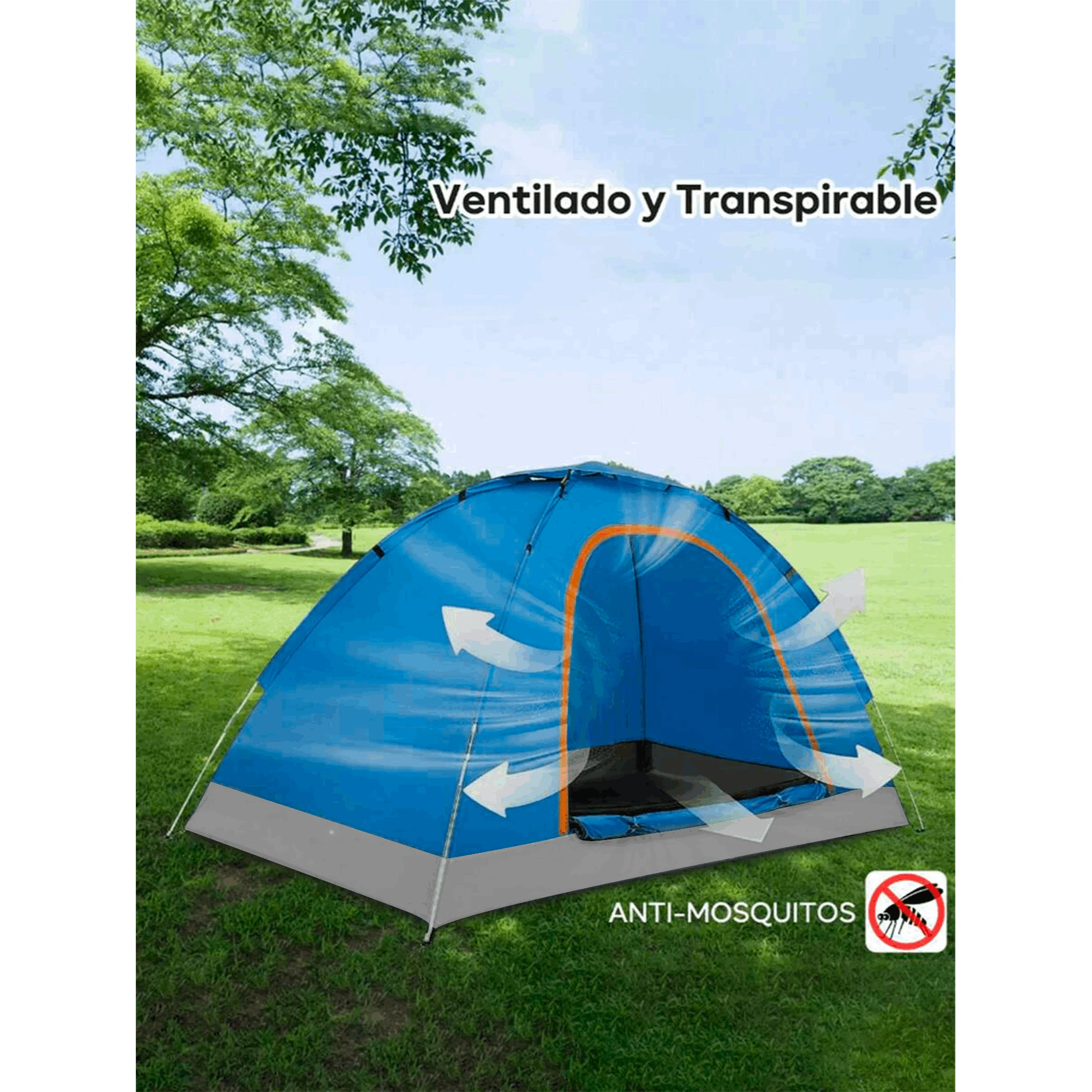 Tiendas casa campaña Lawuto 3 personas tejido poliester color azul claro - Azul - Ver 1