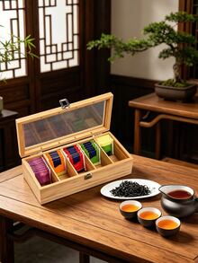 Storage Box, A Timeless Chinese Tea Set Accessory, Suitable For Use In All Seasons. Perfect For Storing Cookies And Various Other Ingredients, Helping You Easily Create A Neat And Organized Kitchen Space. - Multicolor - View 2