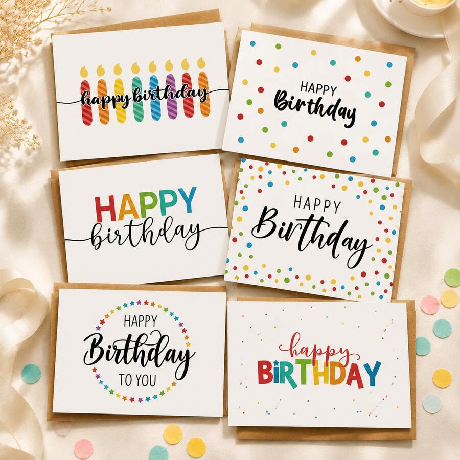 24pcs Blank Birthday Cards With Envelopes, Customizable Greeting Cards, Cute Gift Set Suitable For Friends, Family, Father's Day - Simple and Creative Style - View 1