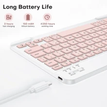 Teclado inalámbrico recargable ultra delgado, compatible con iPad, iPad Pro, iPad Mini, iPad Air, y compatible con iOS, Android y Windows, una sola carga puede usarse durante 30 días, teclado inalámbrico de 10 pulgadas - Ver 4