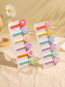 6pcs Cute Dopamine Color Hair Clips For Girls, Suitable For Girls - Multicolor - View 3