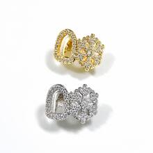 1pc Unique Double Hollow Arc/Square/Bar Zirconia Fashionable Classic Hip-Hop Tooth Jewelry, Unisex Stylish Party & Daily Accessory - Multicolor - View 6
