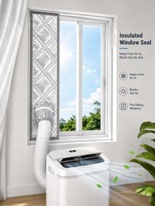 1pc Insulated Portable Air Conditioner Window Seal Kit With Reflective Silver Coating And Gray Oxford Fabric, Adjustable AC Exhaust Hose Window Seal Suitable For Sliding Windows - Thickened Aluminum Foil Ring Cotton - View 13
