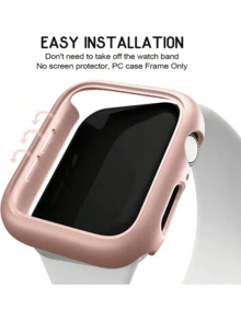三合一钢化玻璃膜硬质PC边框保护壳，兼容 Series 38mm/41mm/42mm/40mm/44mm/46mm/49mm，兼容屏幕保护膜，中性色，超薄保护壳，防刮，防震，适合日常保护，办公家用手机适用，防水，防震，防摔，防刮。轻微色差，硬质PC钢化玻璃二合一保护壳，防摔防刮全包边框保护壳。 - 彩色 - 查看 3