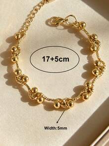 MECYLIFE 1 pieza Pulsera de cadena con remaches estilo cyberpunk, pulsera de acero inoxidable apilable para mujeres - Amarillo Oro - Ver 5