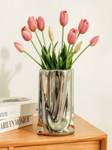 ZaiYe 5/10/15pcs Set, High-End Artificial Tulips, Valentine's Day Gift, Bridal Bouquet, Modern Minimalist European Style Decor, Plastic Fake Flower Bouquet, Artificial Plant Decor, Suitable For Home And Outdoor - Multicolor - View 11