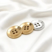 5pcs Metal 4-Hole Buttons For Suit, Shirt, Coat, Trench Coat, Jacket, Clothing Accessories, Matte Gold And Silver Round Buttons - A - View 7