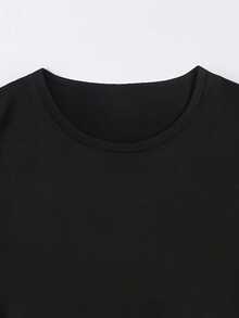 Stylish And Modern Street Style - Fashionable Casual T-Shirt With Mexican Day Of The Dead Print, Round Neck, Short Sleeve, Sporty, Women's Clothing - 黑色 - 查看 10