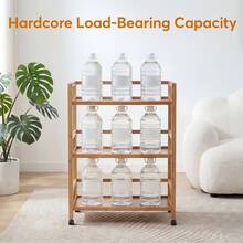 EZIFY Three-Tier Wooden Trolley, Fenced Storage Rack, Omnidirectional Caster Mobile Kitchen Trolley, Easy To Clean, Suitable For Bathrooms, Bedrooms, And Living Room Shelves. - View 6