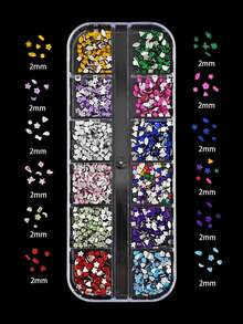 12 Grids Super Shiny Mini Resin Flat Back Rhinestones, Asymmetric Shape 3D Nail Art Charms For DIY Manicure & Craft Decor - Multicolor - View 5