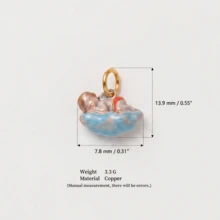 1件奶油色混搭吊墜，卡通高端風格，琺瑯滴釉工藝，14K鍍金，銅材質，專為日常小派對和家庭聚會設計，可愛珠寶，日常迷人珠寶，飾品，珠寶製作吊墜，高端珠寶 - 彩色 - 查看 15