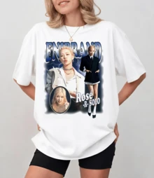 Rosé Retro-Style Graphic T-Shirt, Photo Collage And "ENIBRAND" Text, Unisex Relaxed Fit - White - View 7