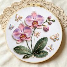 3D立体花卉刺绣套装 - 粉色牡丹/紫色兰花图案,手工家居装饰画 - 多色 - 查看 7